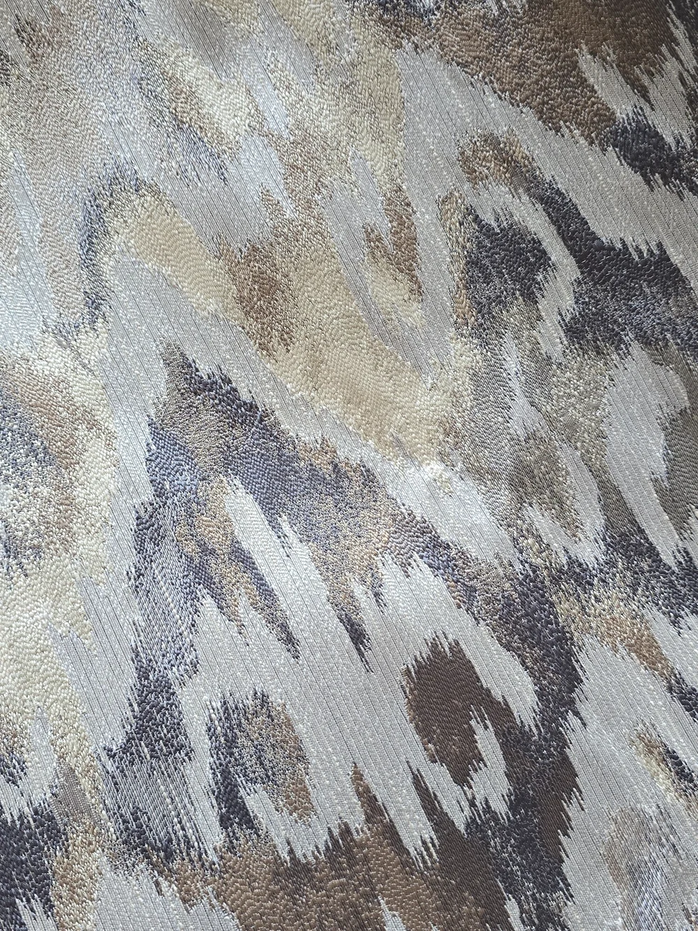 Grey, Light Brown and Beige Patterned Fabric. 3 Yrds